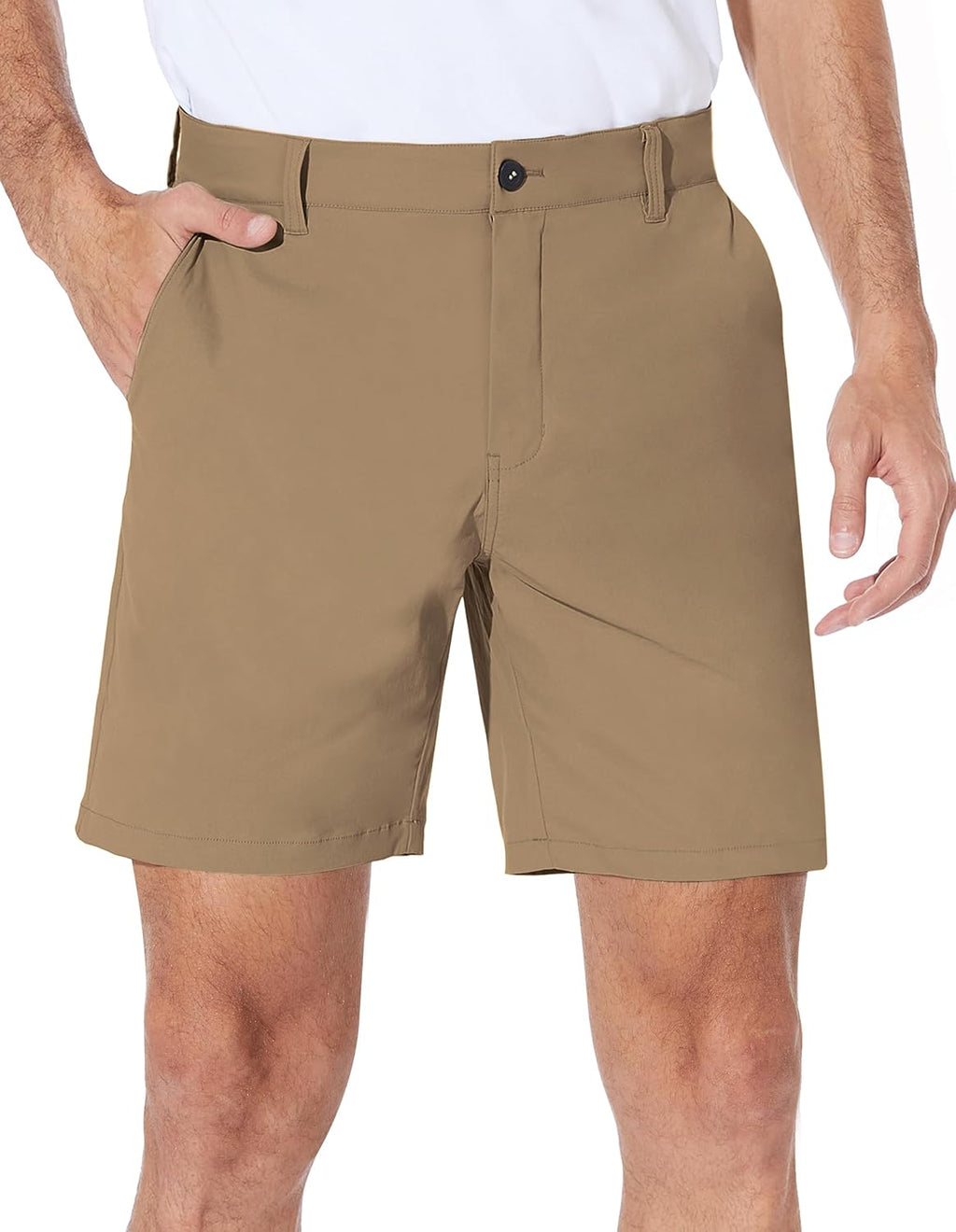 PULI Men's Golf Shorts Dress Flat Front Hybrid 7 Inch Stretch Lightweight Quick Dry Chino Casual with Pockets