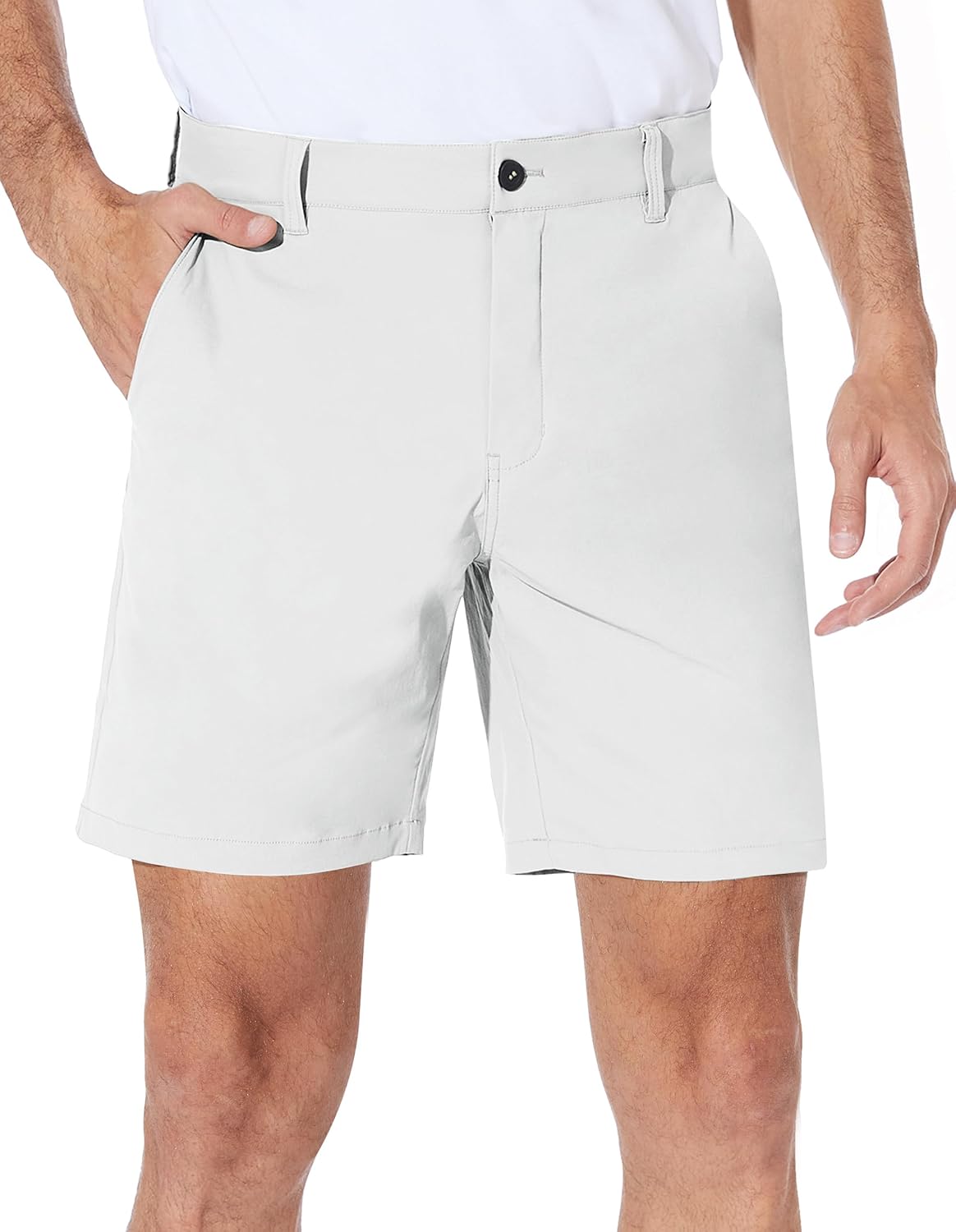 PULI Men's Golf Shorts Dress Flat Front Hybrid 7 Inch Stretch Lightweight Quick Dry Chino Casual with Pockets