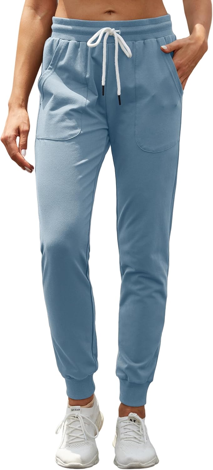 SPECIALMAGIC Women's Cotton Sweatpants with Pockets Athletic Drawstring Joggers Casual Sweat Pants