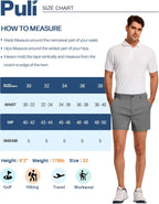 PULI Golf Shorts Men‘s 5 Inch Inseam Relaxed Fit Stretch Dress Lightweight Casual Travel Quick Dry Summer Shorts