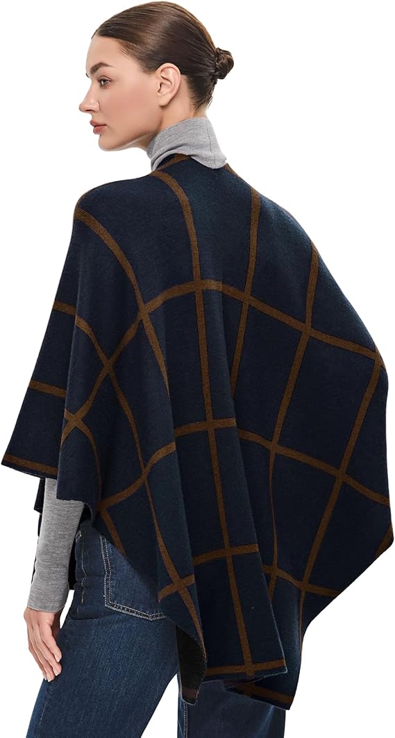 PULI Women's Elegant Shawl Wraps Soft Open Front Poncho Sweater for Spring Fall Winter