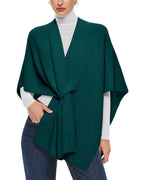 PULI Women's Shawl Wraps Casual Warm Travel Shawls Knit Poncho Sweater with Crossover Front