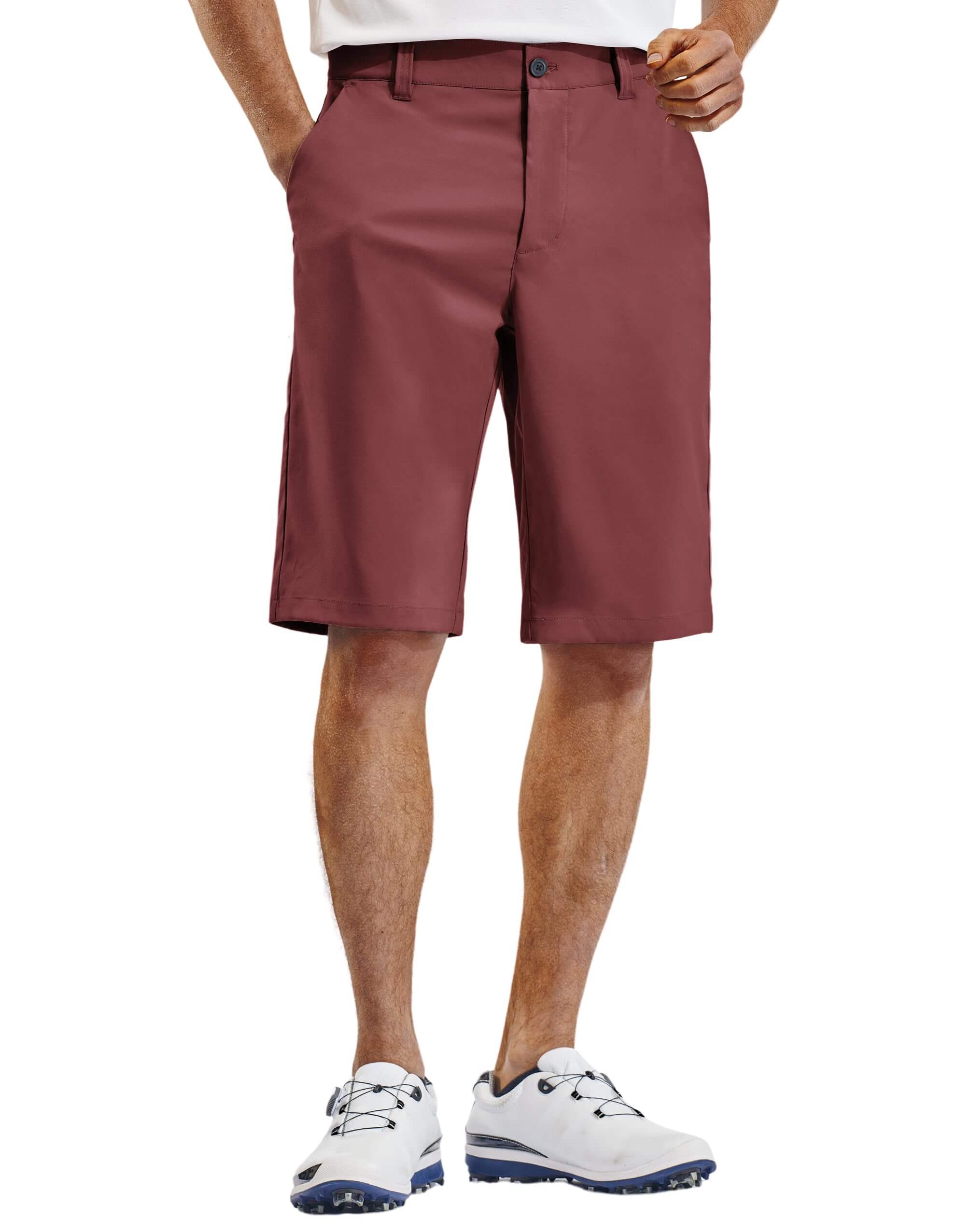 PULI Mens 12-Inch Stretch Golf & Travel Shorts, Washed Red / 30 PULI Mens 12-Inch Stretch Golf & Travel Shorts, Washed Red / 30