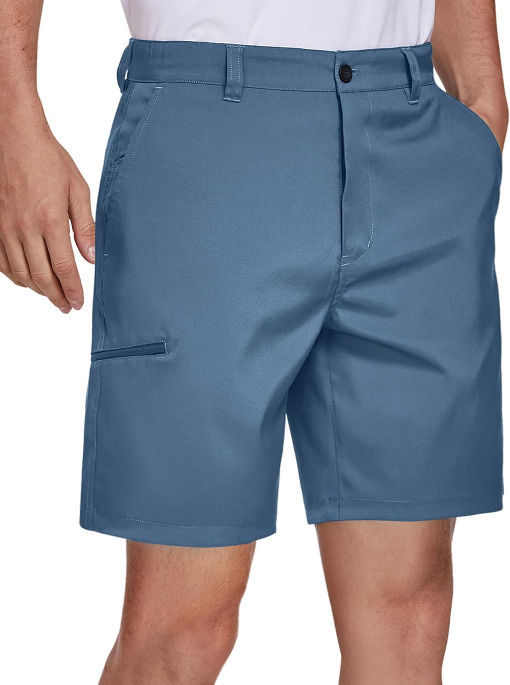 PULI Men's Golf Hybrid Shorts 7 Inch Dress Stretch Hiking Flat Front Quick Dry Lightweight Board Casual Shorts with Pockets