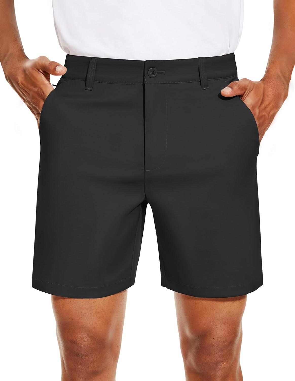 PULI Men's Golf Dress Shorts Flat Front 7 Inch Lightweight Quick Dry Chino Casual with Pockets