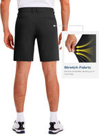 PULI Men's Golf Shorts 9 Inch Inseam Stretchy Water-Resistant with 5 Pockets for Travel Hiking Casual Business