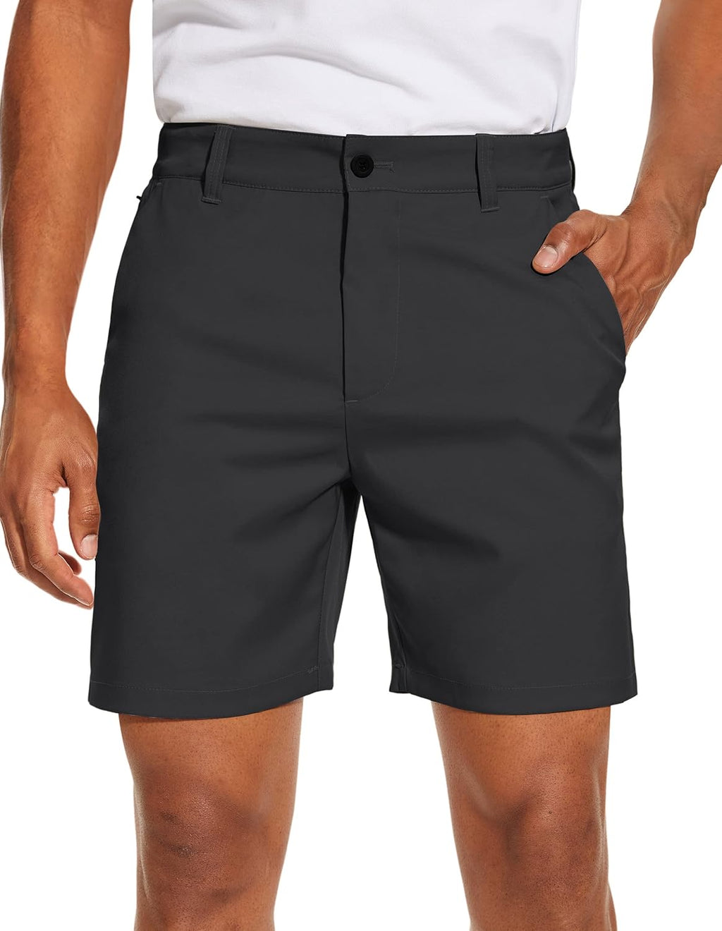 PULI Men's Golf Dress Shorts Flat Front Hybrid 7 Inch Lightweight Quick Dry Chino Casual with Pockets