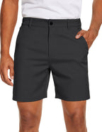 PULI Men's Golf Dress Shorts Flat Front Hybrid 7 Inch Lightweight Quick Dry Chino Casual with Pockets
