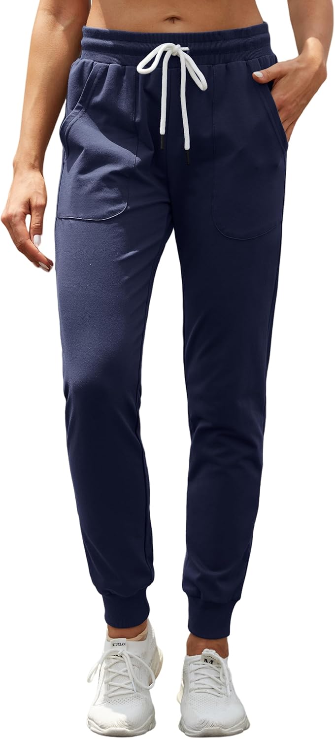 SPECIALMAGIC Women's Cotton Sweatpants with Pockets Athletic Drawstring Joggers Casual Sweat Pants