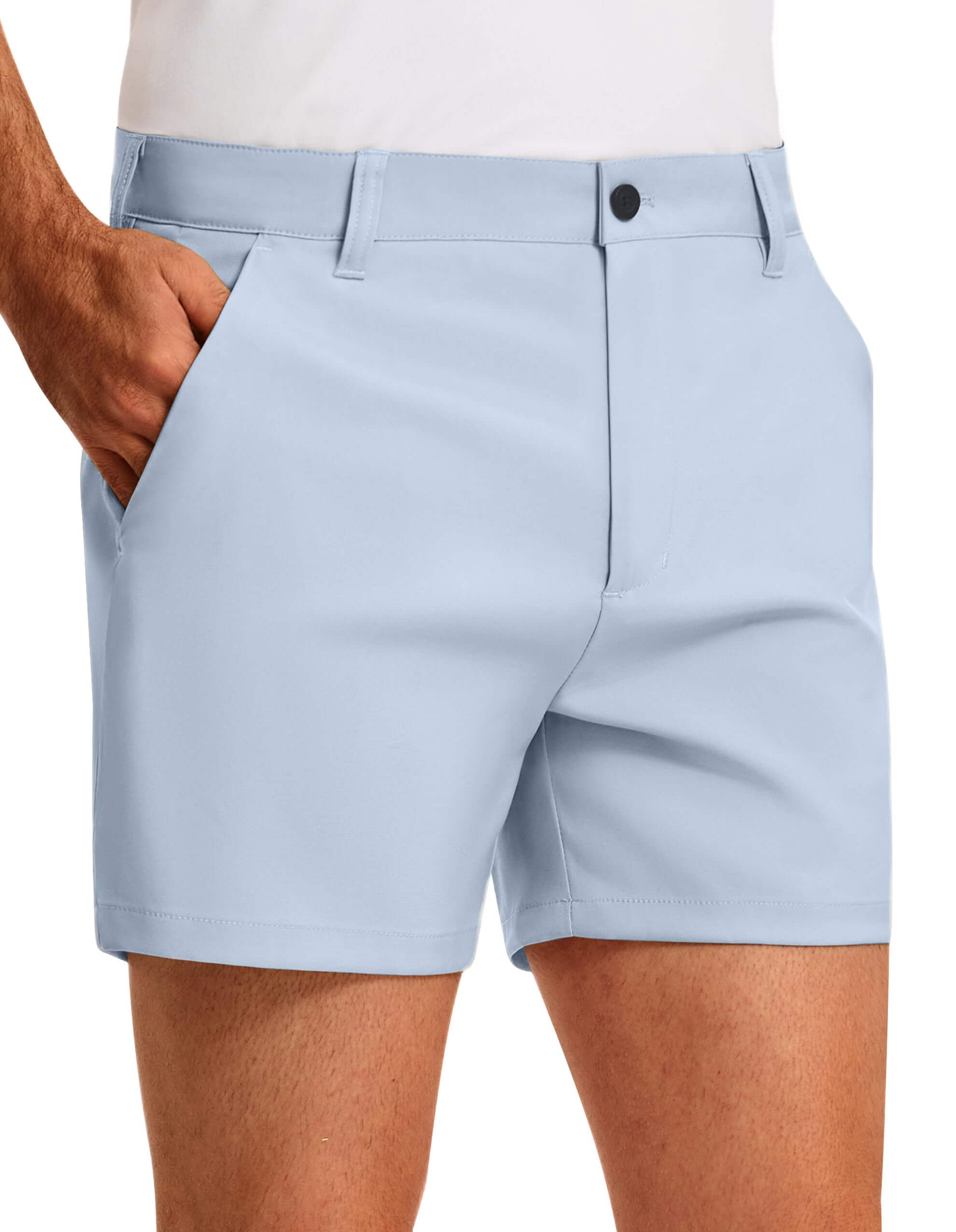 PULI Golf Shorts Men‘s 5 Inch Inseam Relaxed Fit Stretch Dress Lightweight Casual Travel Quick Dry Summer Shorts