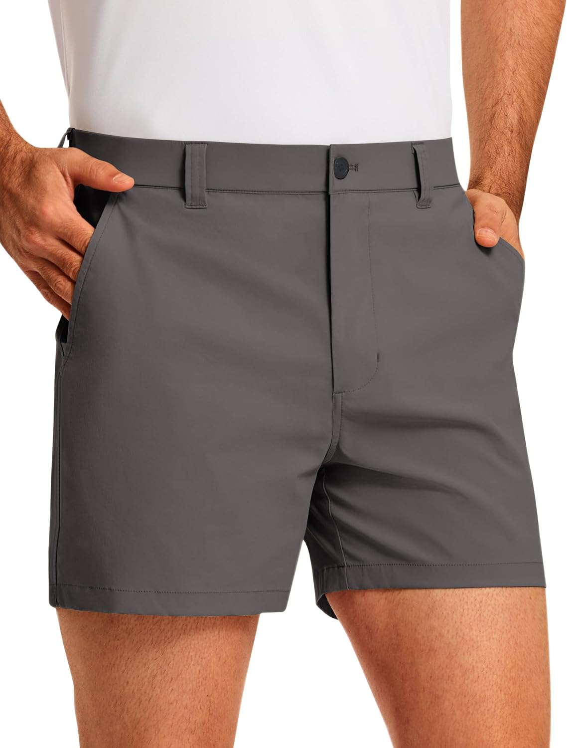 PULI Golf Shorts Men's 5 Inch Inseam Stretch Casual Dress Shorts with Pockets Waterproof Lightweight Quick Dry