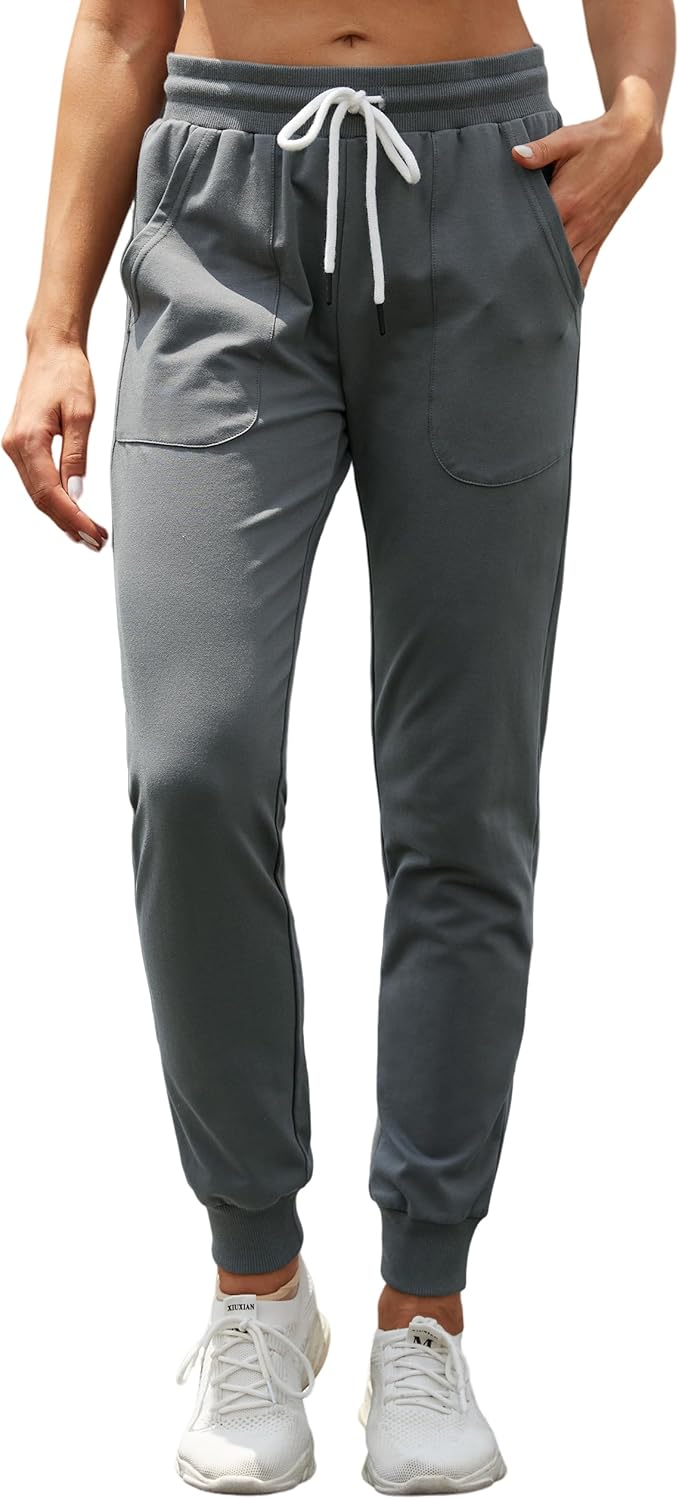 SPECIALMAGIC Women's Cotton Sweatpants with Pockets Athletic Drawstring Joggers Casual Sweat Pants