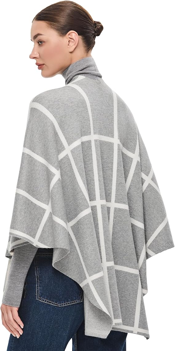 PULI Women's Elegant Shawl Wraps Soft Open Front Poncho Sweater for Spring Fall Winter
