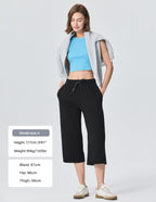 SPECIALMAGIC Women's Capri Pants Plus Size Loose Yoga Wide Leg Cotton Capri Sweatpants Drawstring Pajama Pants