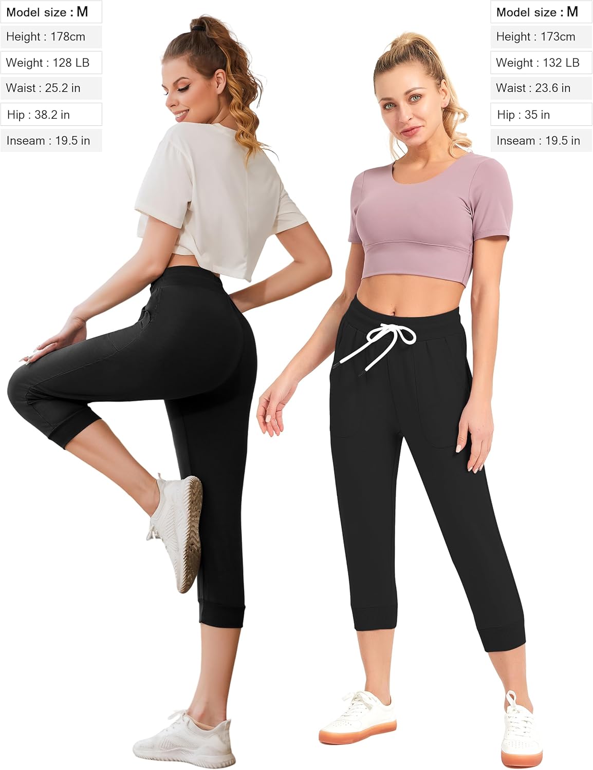 SPECIALMAGIC Women's Capri Sweatpants Cropped Jogger Running Pants Lounge Loose Fit Drawstring Waist with Side Pockets