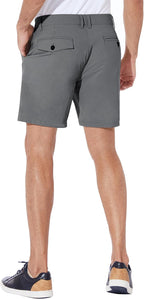 PULI Men's Golf Shorts Dress Flat Front Hybrid 7 Inch Stretch Lightweight Quick Dry Chino Casual with Pockets