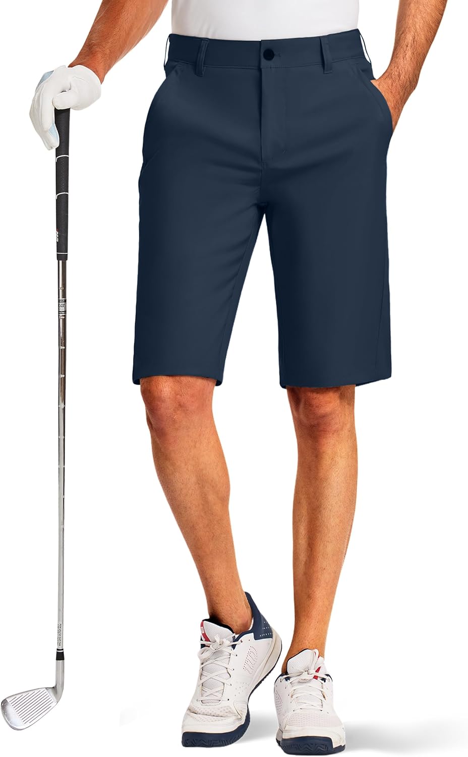 PULI Men's Golf Shorts 11 Inch Inseam Flat Front Lightweight Quick Dry with 5 Pockets for Travel Casual Business