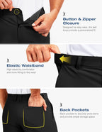 PULI Men's Golf Shorts 9 Inch Inseam Stretchy Water-Resistant with 5 Pockets for Travel Hiking Casual Business