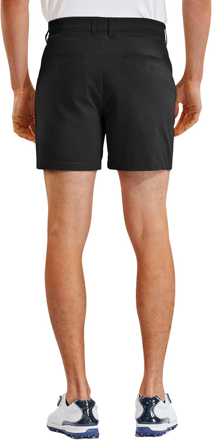 PULI Men's Golf Shorts Relaxed Fit Stretch Dress Lightweight Casual Waterproof Travel Quick Dry Summer Shorts 7 Inch Inseam