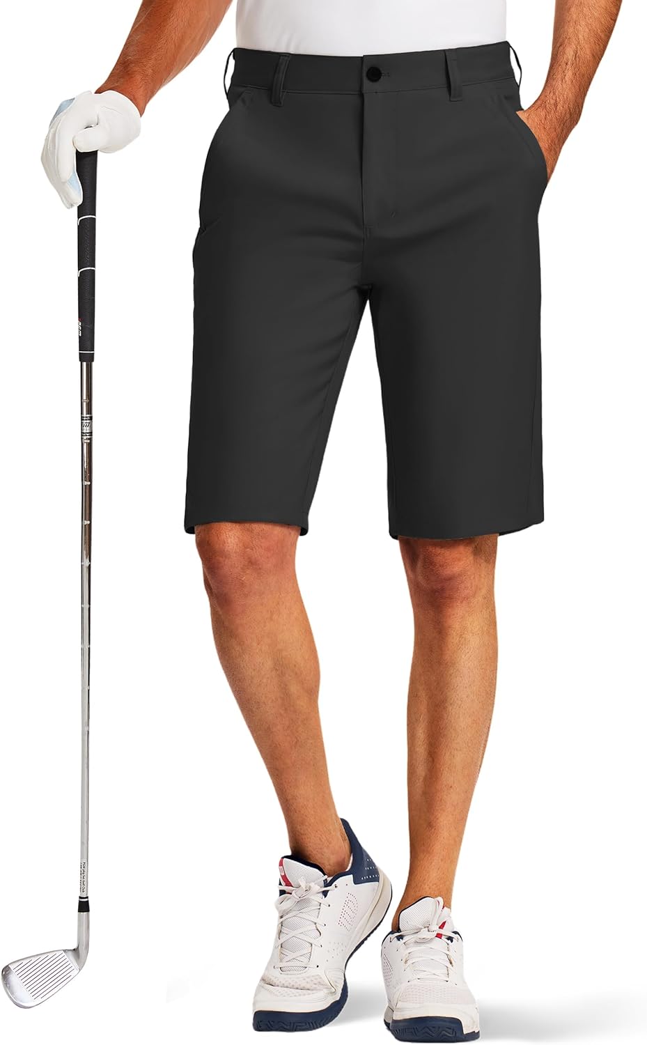 PULI Men's Golf Shorts 11 Inch Inseam Flat Front Lightweight Quick Dry with 5 Pockets for Travel Casual Business