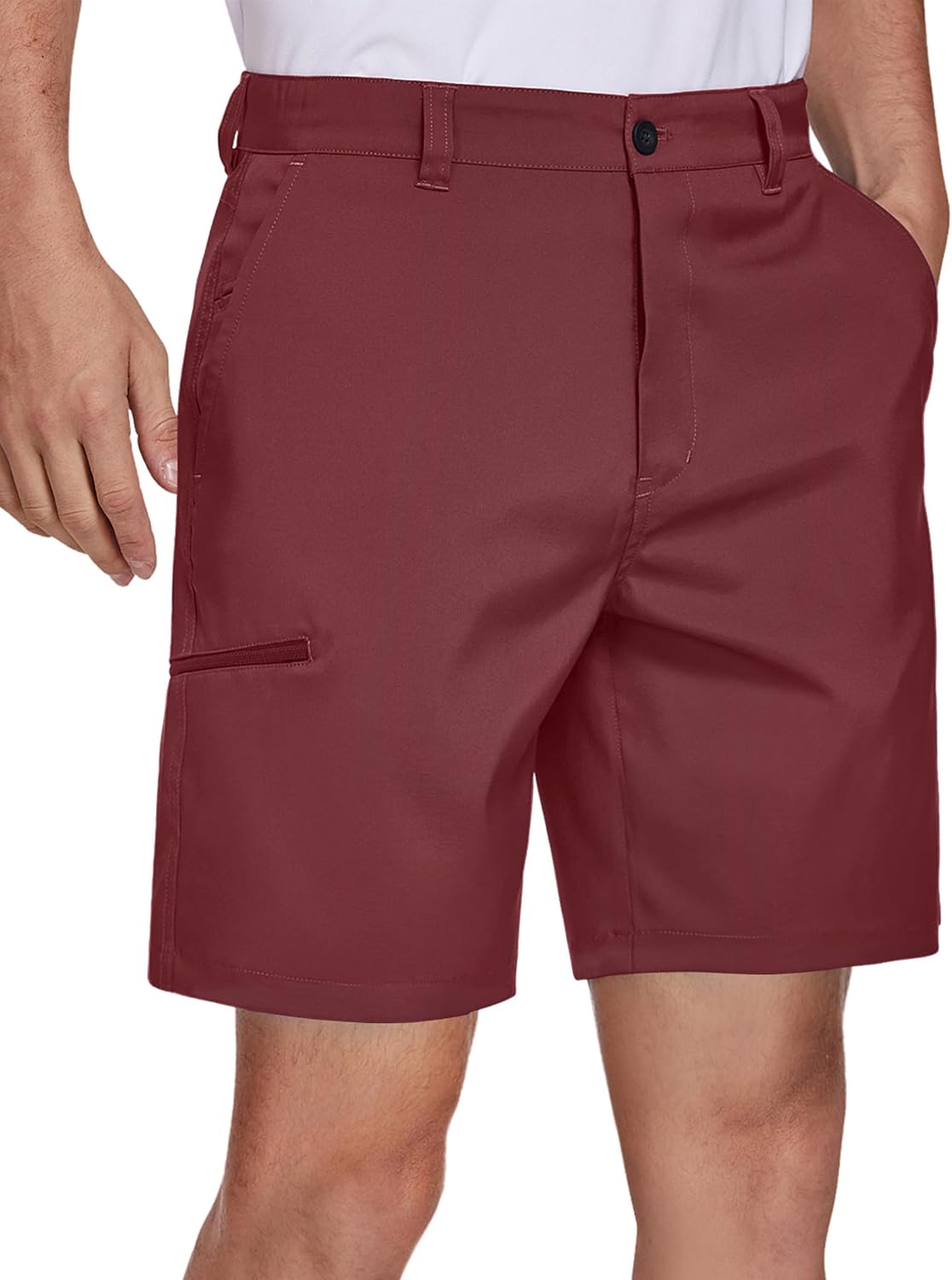 PULI Men's Golf Hybrid Shorts 7 Inch Dress Stretch Hiking Flat Front Quick Dry Lightweight Board Casual Shorts with Pockets