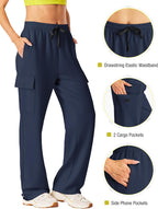 Women's Cargo Sweatpants Wide Leg High Waisted Baggy Sweat Pants Fall Flared Joggers with Pockets