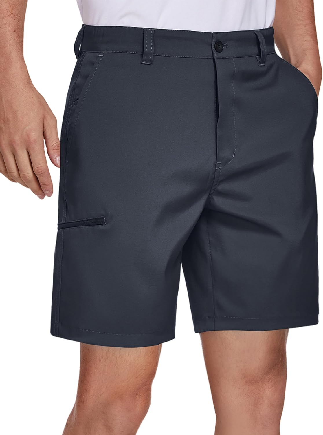 PULI Men's Golf Hybrid Shorts 7 Inch Dress Stretch Hiking Flat Front Quick Dry Lightweight Board Casual Shorts with Pockets