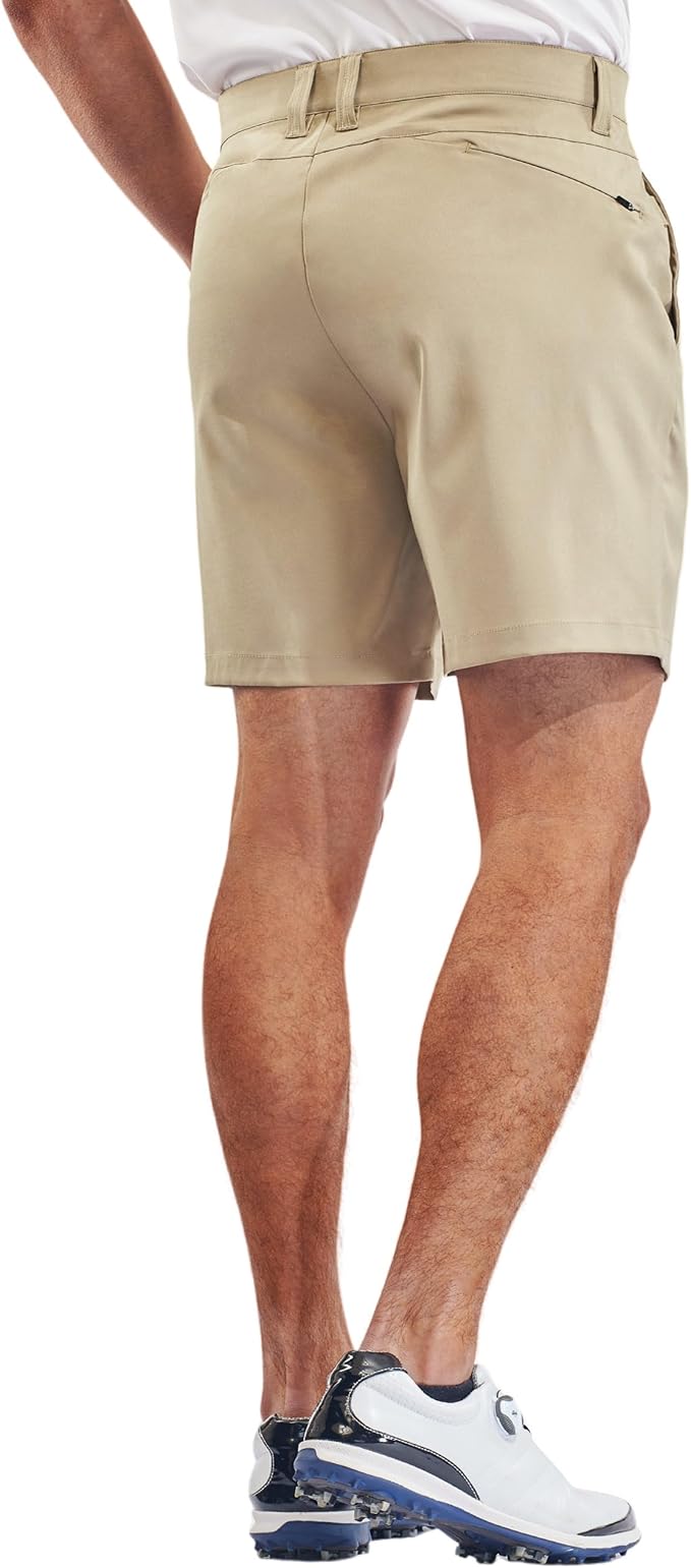 PULI Men's Golf Dress Shorts Flat Front Hybrid 7 Inch Lightweight Quick Dry