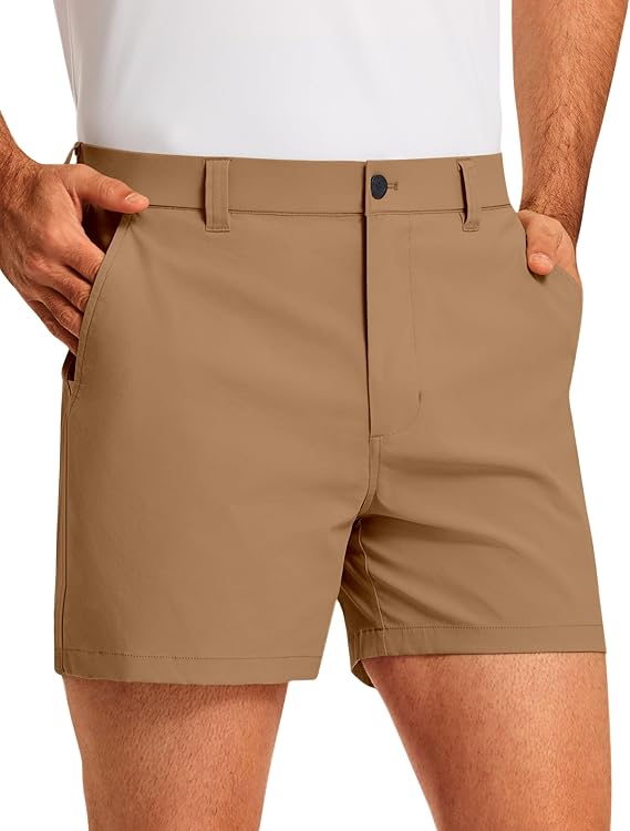 PULI Golf Shorts Men's 5 Inch Inseam Stretch Casual Dress Shorts with Pockets Waterproof Lightweight Quick Dry