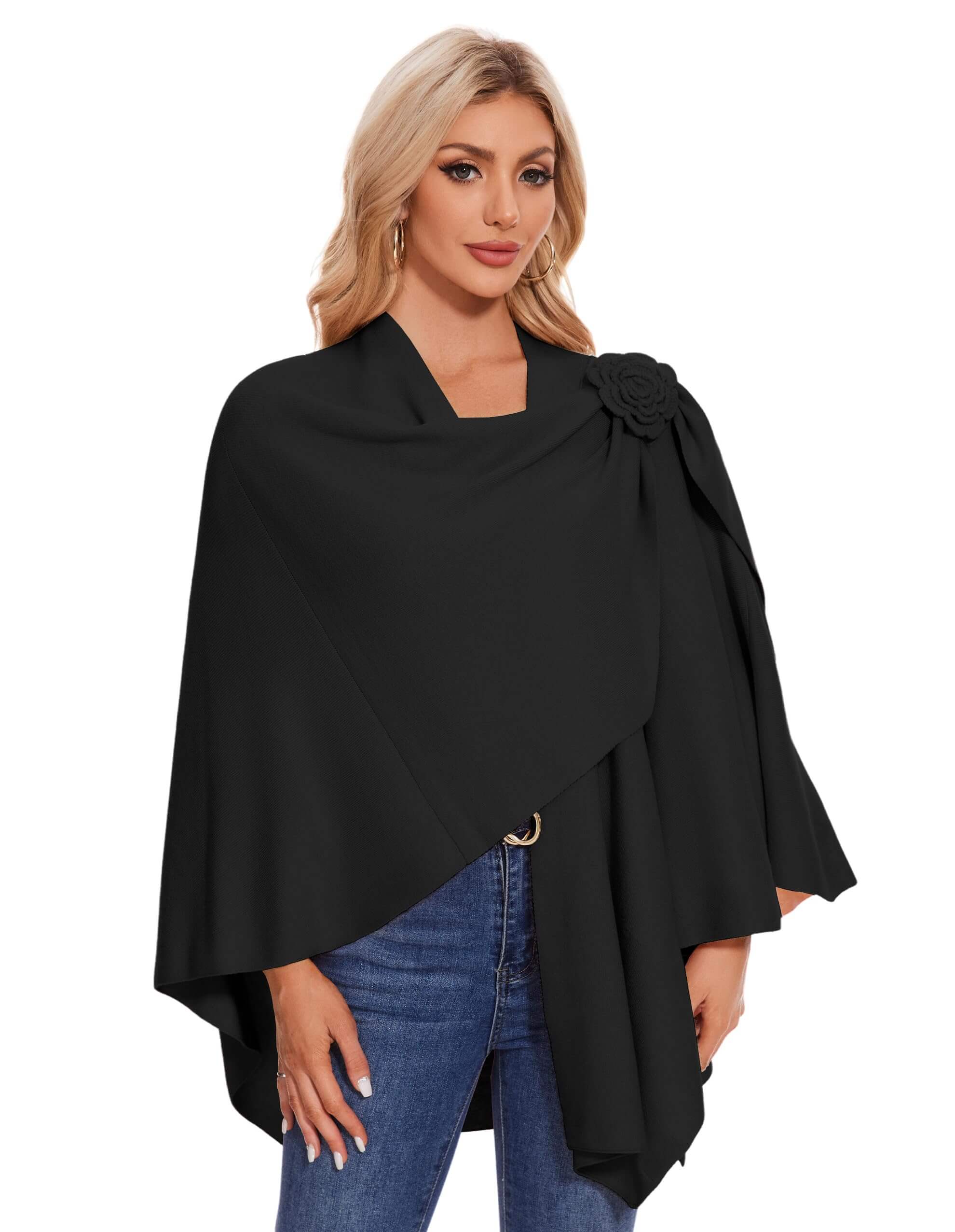 Black shawl wrap for tonal styling PULI black wrap styling example