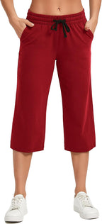 SPECIALMAGIC Women's Capri Pants Cotton Yoga Wide Leg Pajama Pants Capris Sweatpants Sports