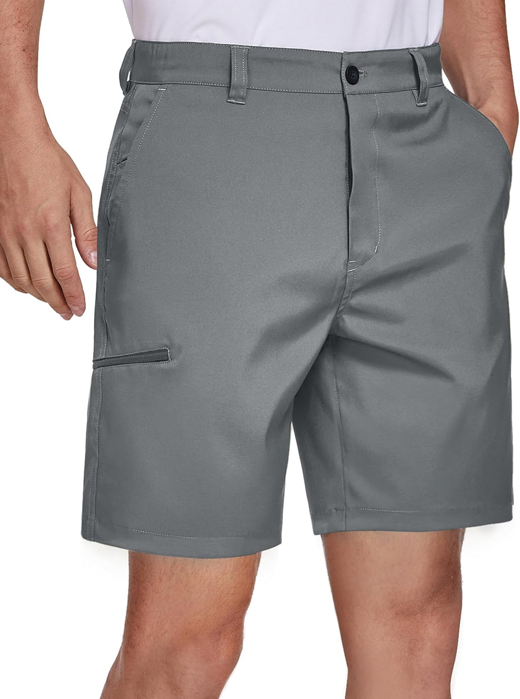 PULI Men's Golf Hybrid Shorts 7 Inch Dress Stretch Hiking Flat Front Quick Dry Lightweight Board Casual Shorts with Pockets