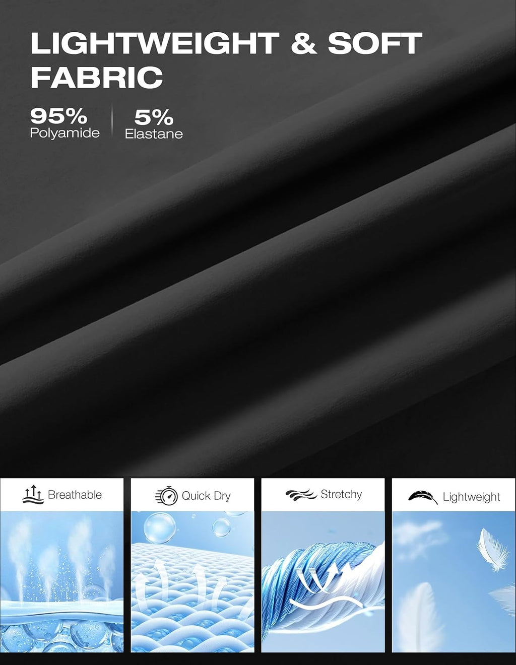 PULI Men's Golf Shorts 9 Inch Inseam Stretchy Water-Resistant with 5 Pockets for Travel Hiking Casual Business