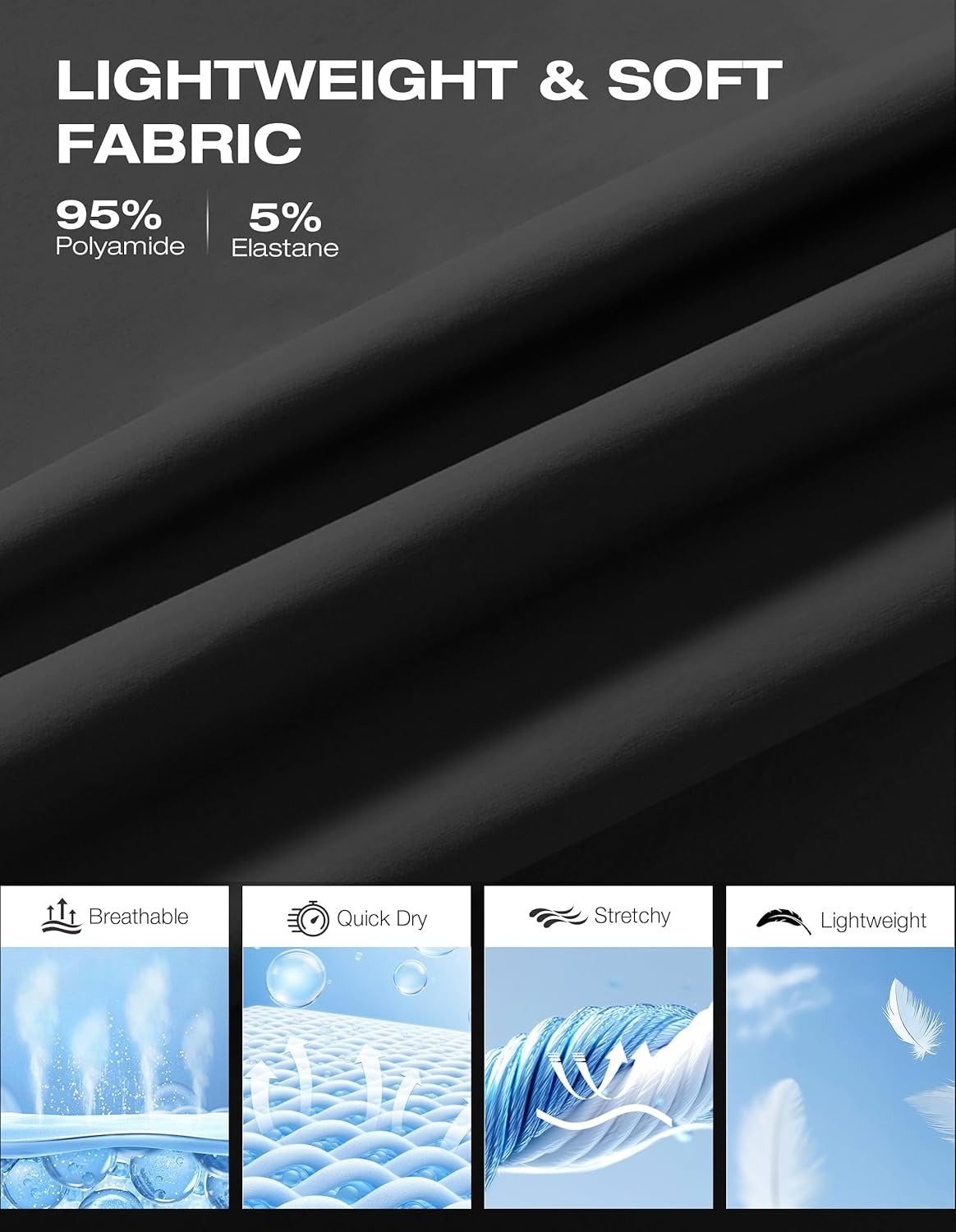 PULI Men's Golf Shorts 9 Inch Inseam Stretchy Water-Resistant with 5 Pockets for Travel Hiking Casual Business