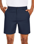 PULI Men's Golf Dress Shorts Flat Front 7 Inch Lightweight Quick Dry Chino Casual with Pockets