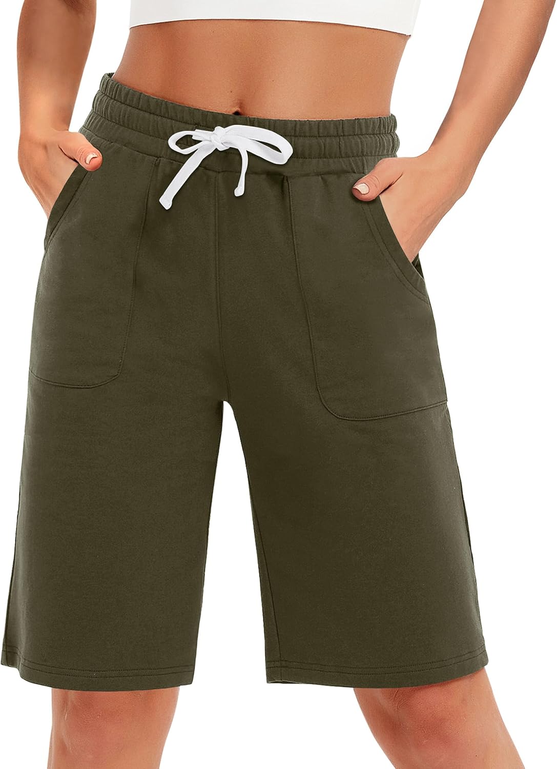 Sweat Shorts Womens Knee Length Lounge Shorts Yoga Shorts Women