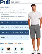 PULI Golf Shorts Men's 11 Inch Inseam Lightweight Casual Dress Stretch Travel Hybrid Quick Drying with Pockets