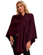 PULI Womens Elegant Cross Front Shawl Wraps Knitted Ponchos Cape Light Weight Poncho Sweater Soft Warm Travel Wraps