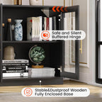 63" Buffet Cabinet with Storage, Modern Sideboard with 4 Glass Doors, Large Dining Room Credenza, TV Stand & Coffee Bar Cabinet