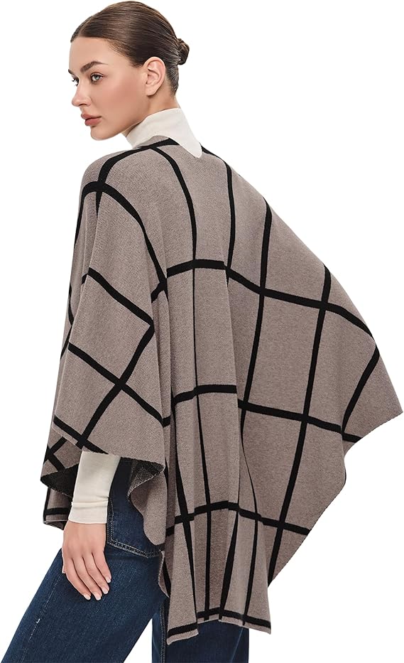 PULI Women's Elegant Shawl Wraps Soft Open Front Poncho Sweater for Spring Fall Winter