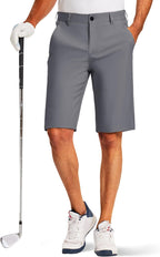 PULI Men's Golf Shorts 11 Inch Inseam Flat Front Lightweight Quick Dry with 5 Pockets for Travel Casual Business