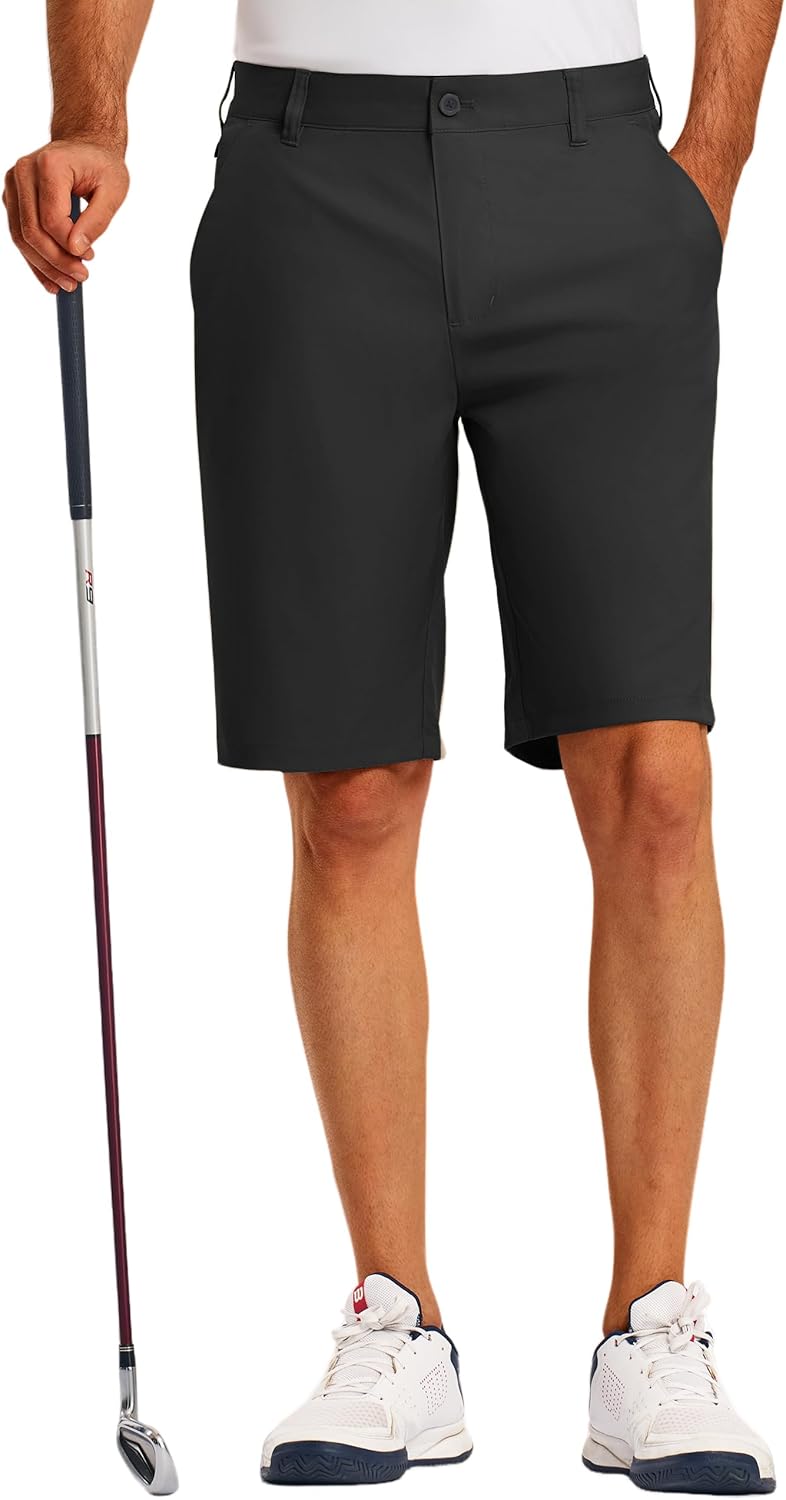 PULI Golf Shorts Men's 11 Inch Inseam Lightweight Casual Dress Stretch Travel Hybrid Quick Drying with Pockets