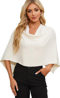 PULI Women's Capri Poncho Sweater Cropped Versatile Shawl Soft Knit Wraps Cowl Neck Short Tops