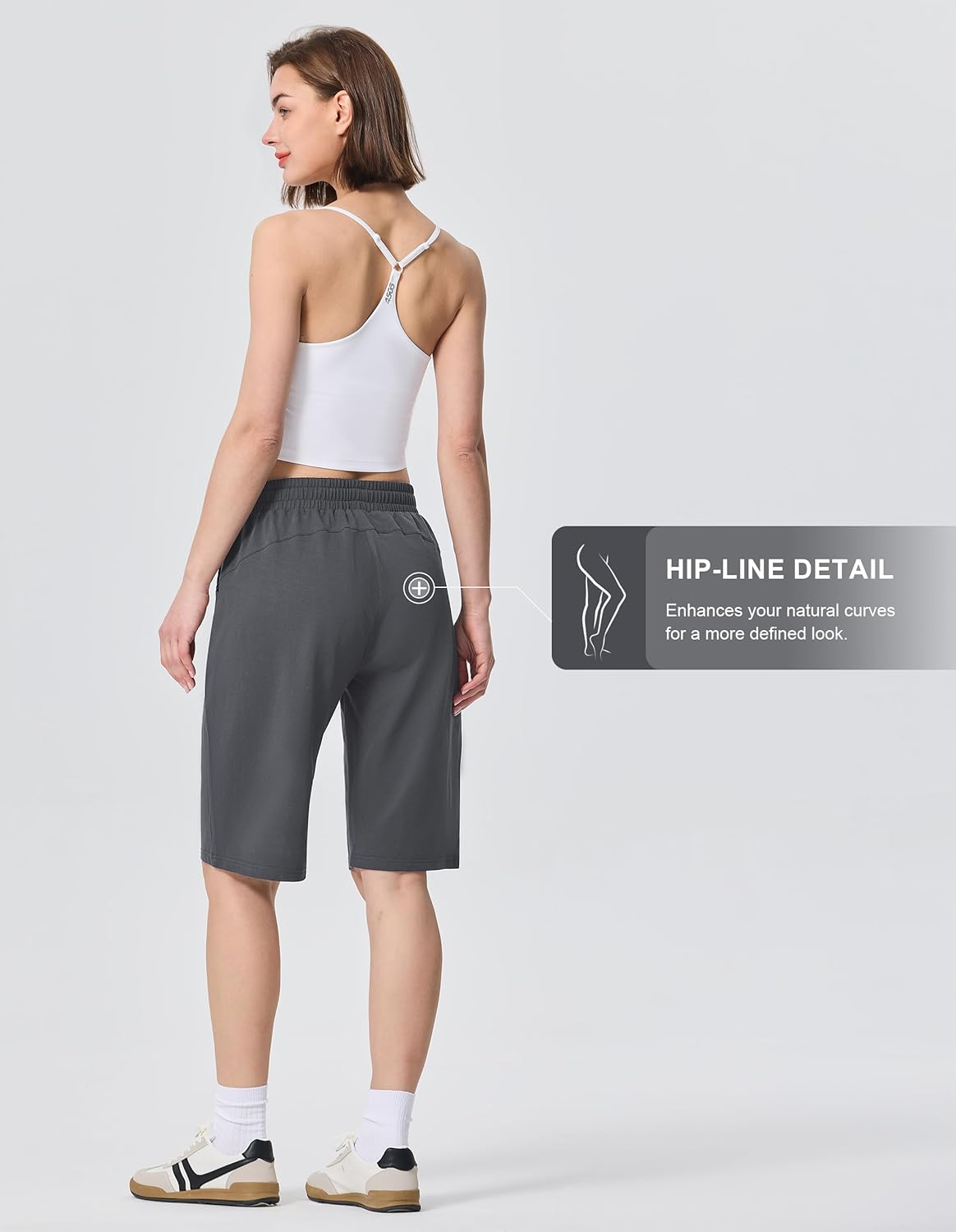 SPECIALMAGIC Women's Cotton Sweat Shorts with Pockets 12" Athletic Lounge Sports Workout Bermuda Knee Shorts