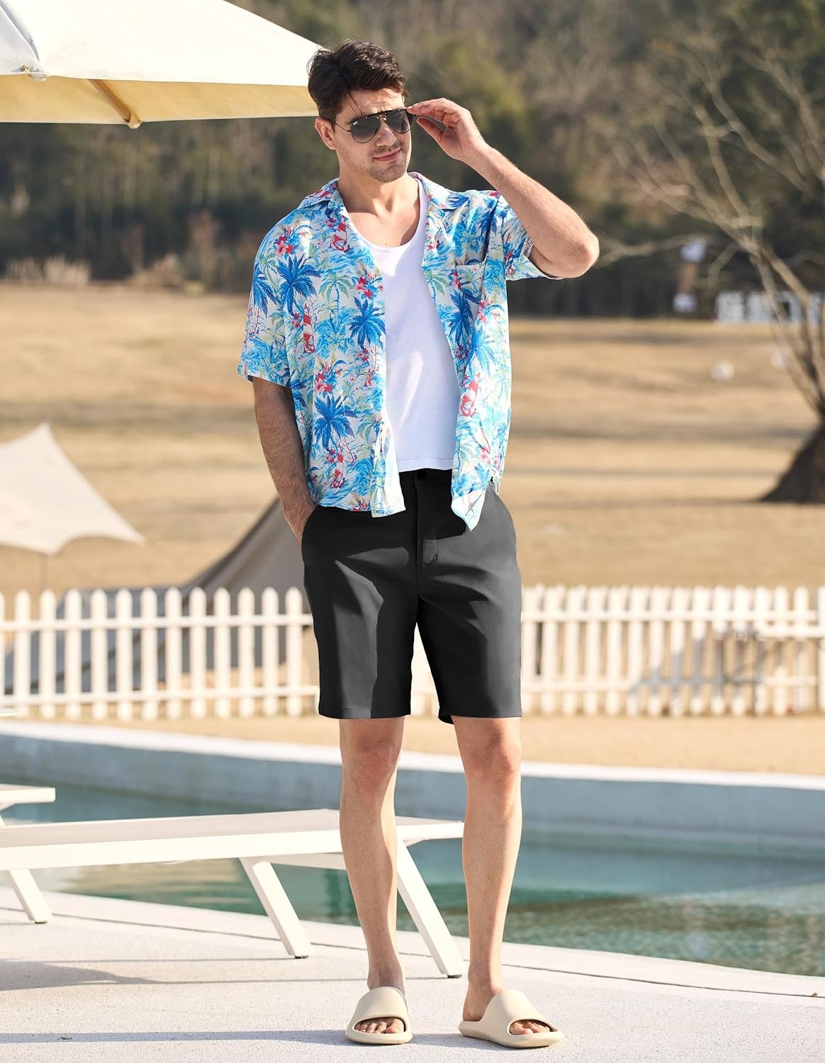 PULI Men's Big & Tall Golf Shorts Stretch 10 Inch Inseam Waterproof Lightweight Qiuck Dry Hiking Shorts