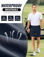 PULI Men's Golf Shorts 7 Inch Inseam Waterproof Quick Dry Lightweight Stretchy Dress Shorts with Pockets