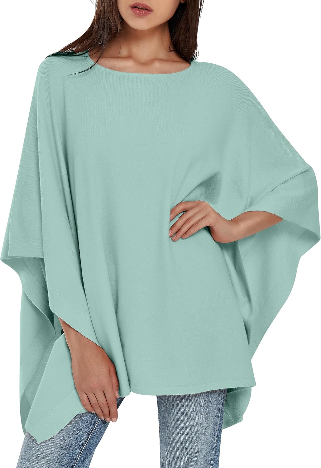 PULI Women's Pullover Poncho Sweater Ponchos Cashmere Feel Shawl Loose Fitting Ponchos Wraps Baggy Tops for Fall