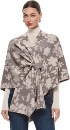 PULI Women's Elegant Shawl Wraps Soft Open Front Poncho Sweater for Spring Fall Winter