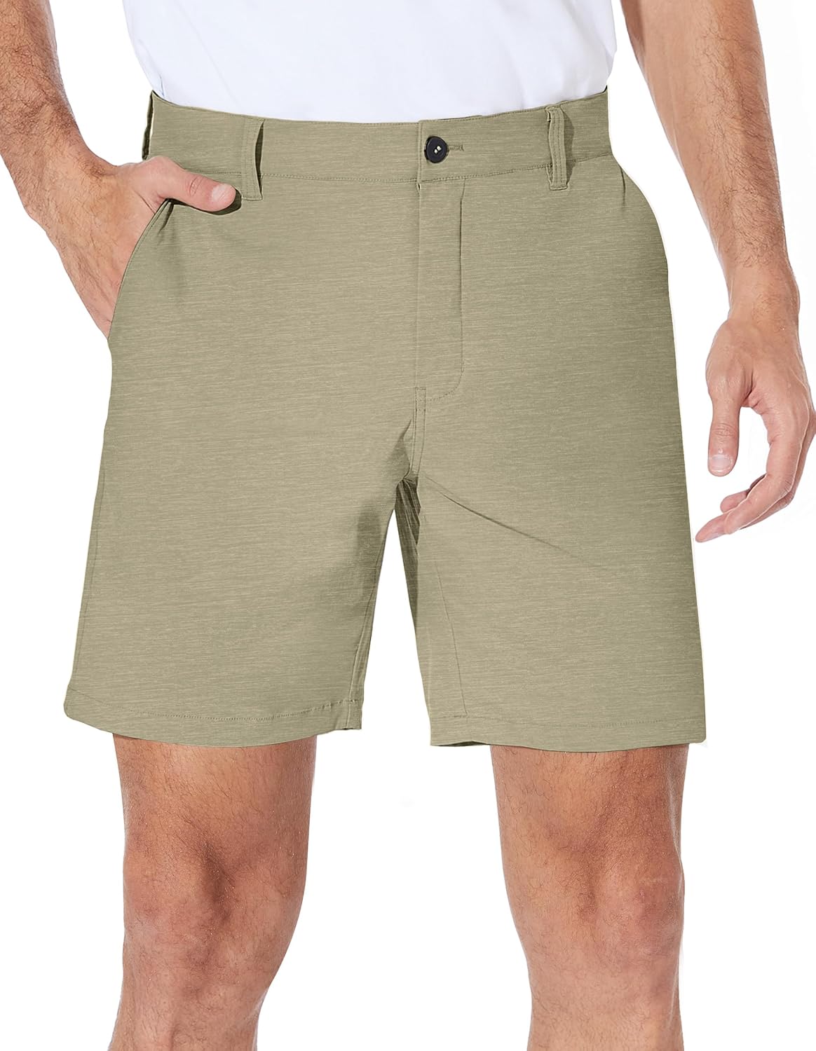 PULI Men's Golf Shorts Dress Flat Front Hybrid 7 Inch Stretch Lightweight Quick Dry Chino Casual with Pockets