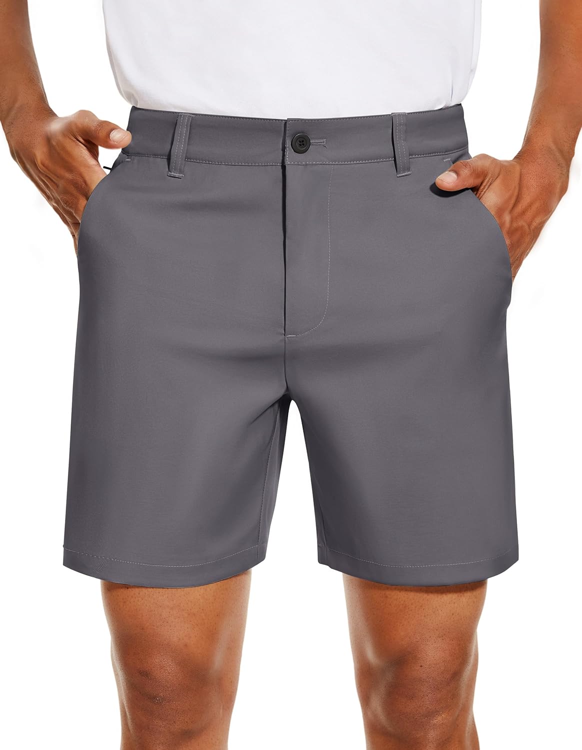 PULI Men's Golf Dress Shorts Flat Front 7 Inch Lightweight Quick Dry Chino Casual with Pockets